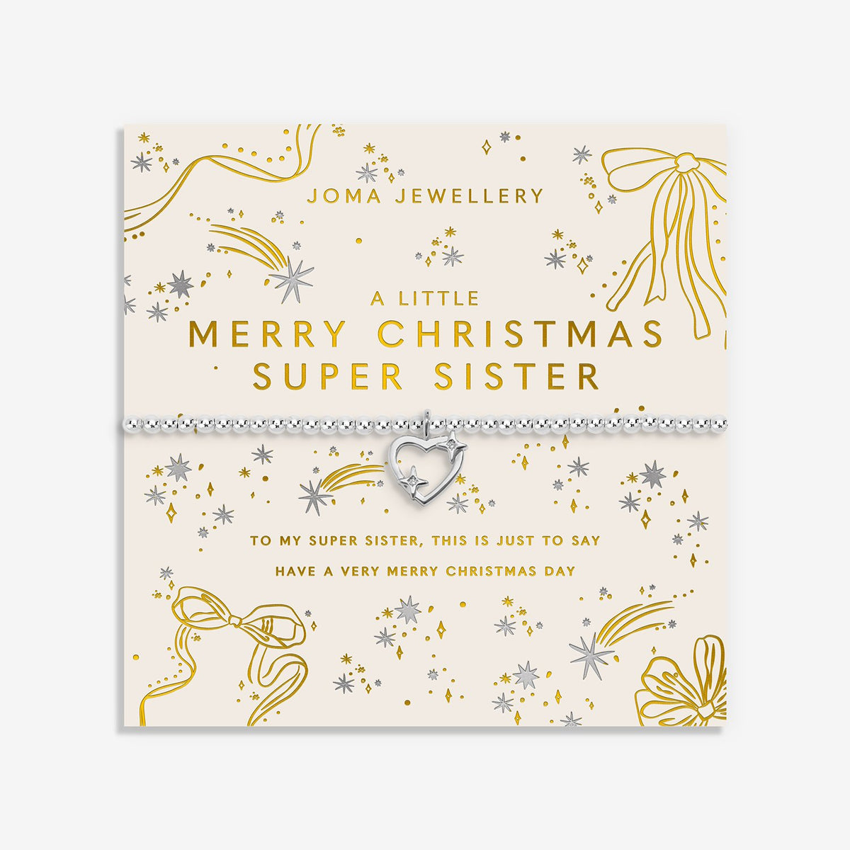 Joma Christmas A Little 'Merry Christmas Super Sister' Bracelet In Silver Plating