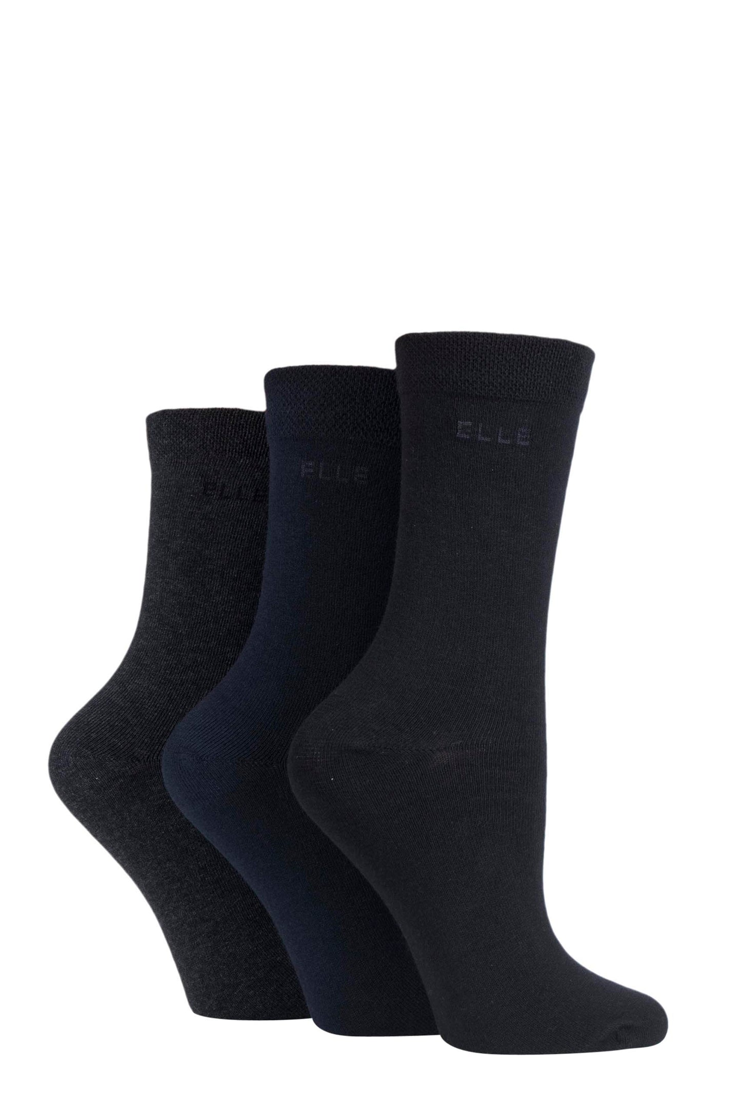 Elle Plain Cotton Socks 3 Pair