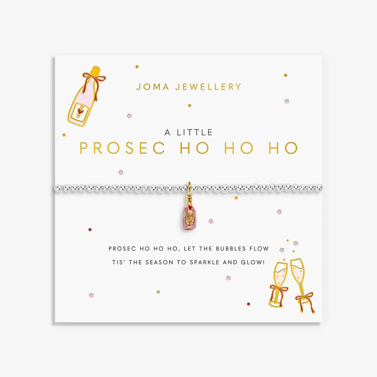 Joma Jewellery A Little Vibes 'Prosec Ho Ho Ho' Bracelet In Silver Plating