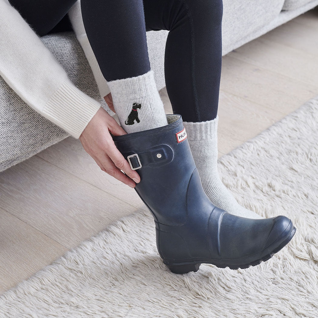 Sweet William Black Schnauzer Dog Walker Socks