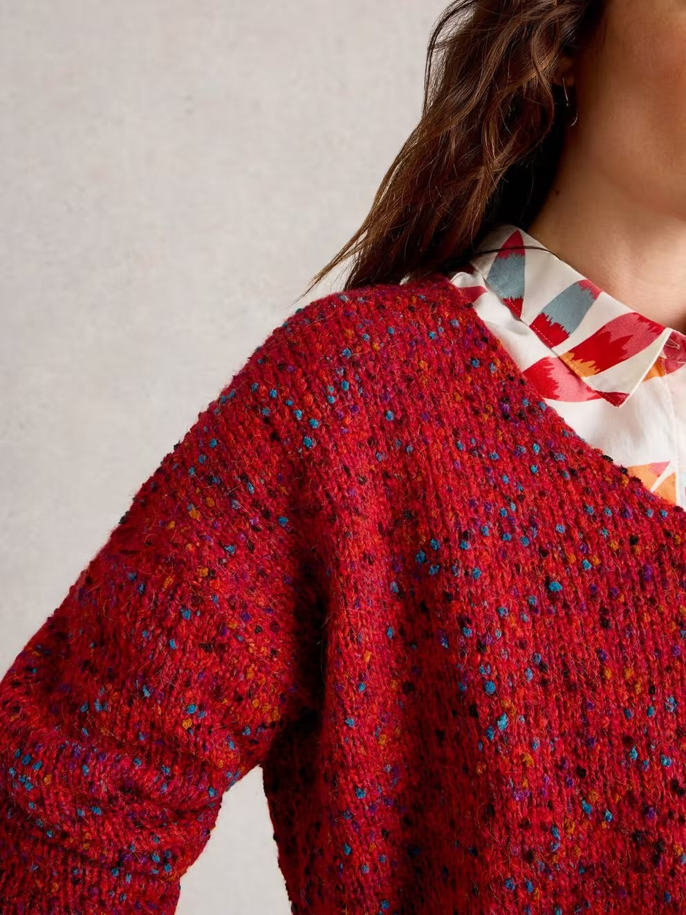 White Stuff Textured V neck Jumper
