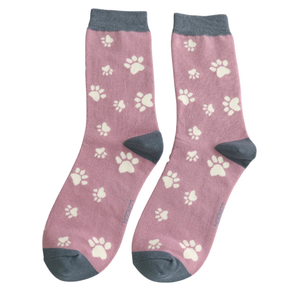 Miss Sparrow Paw Print Mauve Socks