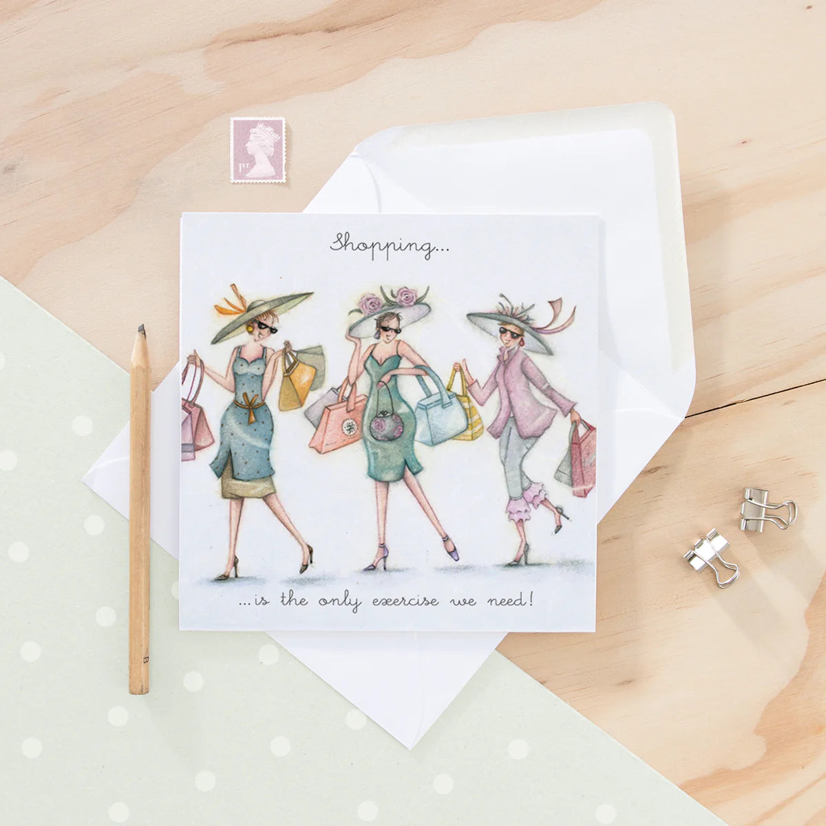 Berni Parker Designs Shopping is the only exercise Card