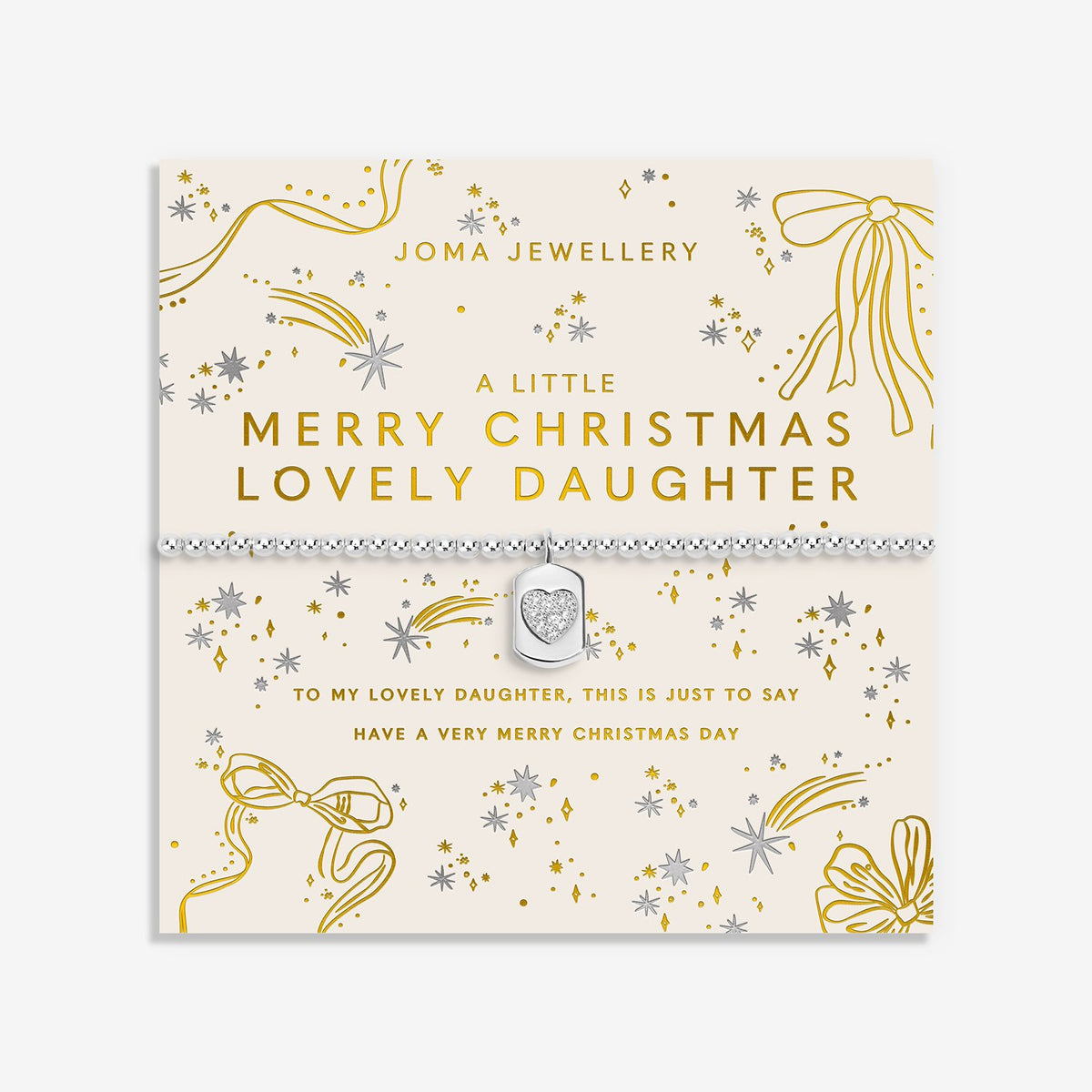 Joma Christmas A Little 'Merry Christmas Lovely Daughter' Bracelet In Silver Plating