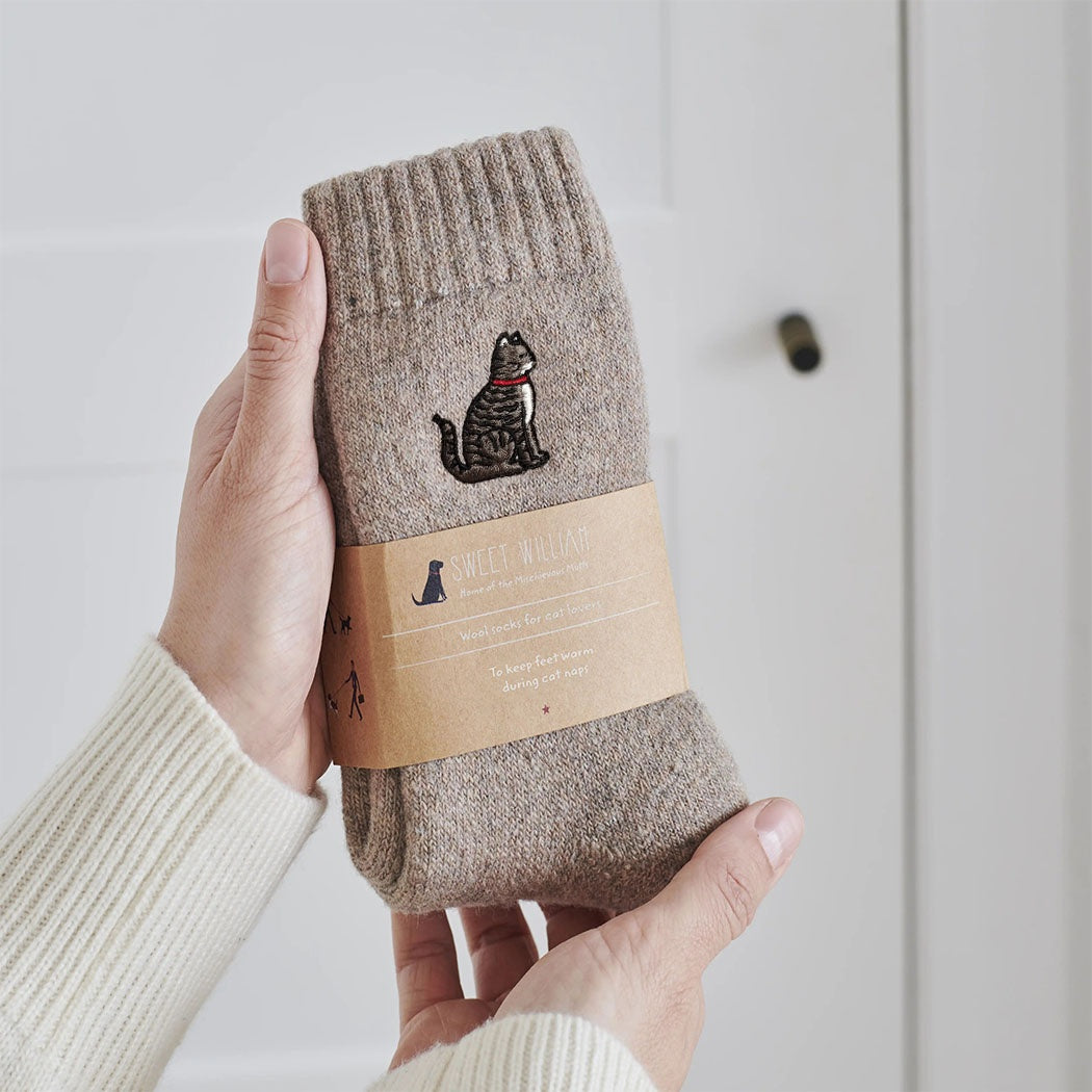 Sweet William Tabby Cat Wool Socks