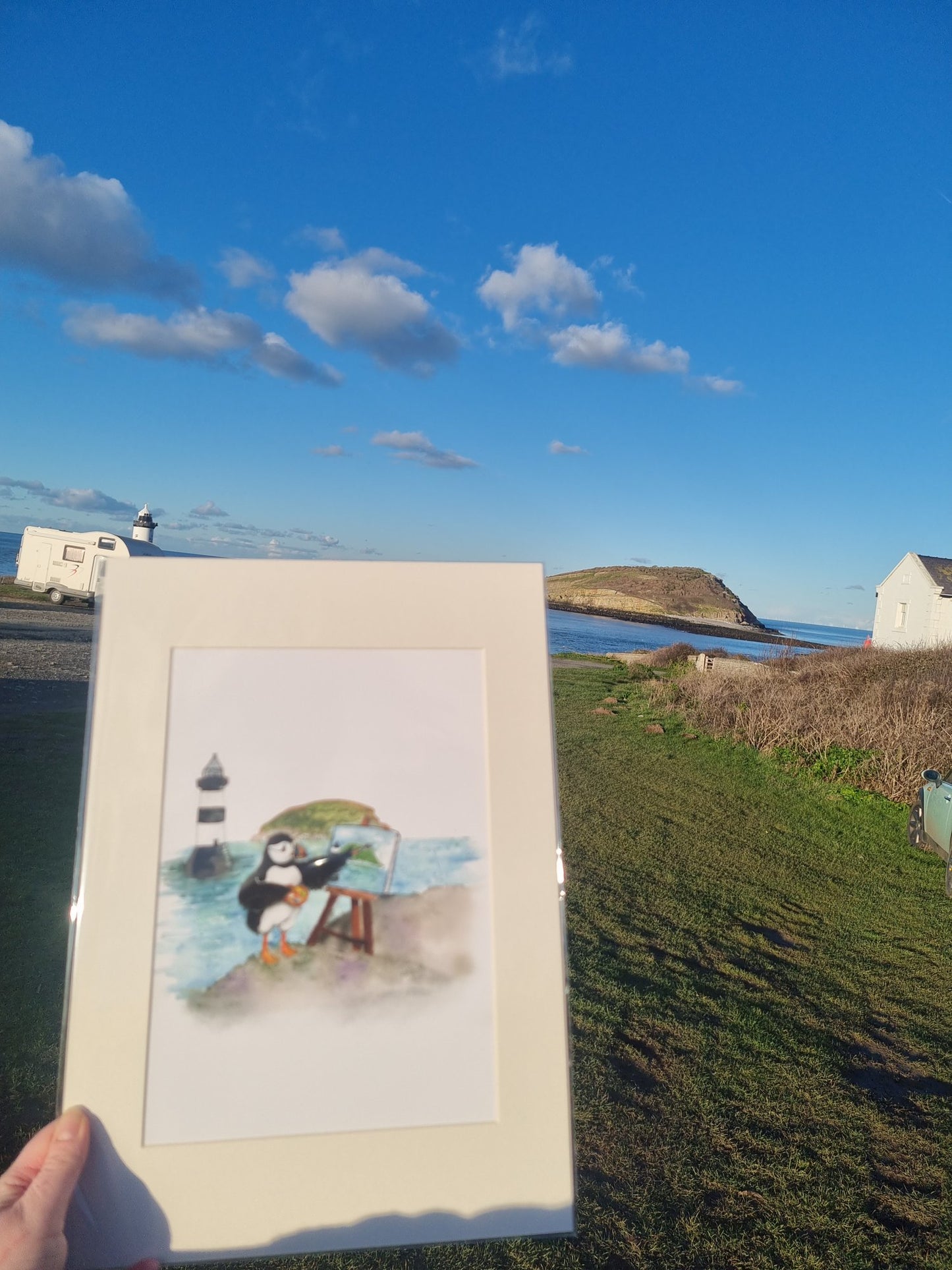 Puffin Prints “Paintin’ Puffin” Mounted A4 Print
