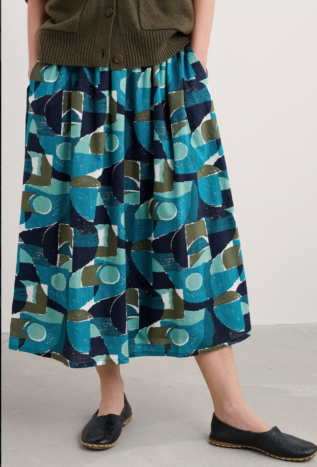 Seasalt Mevagissey Midi Skirt in GOTS-Certified Organic Cotton