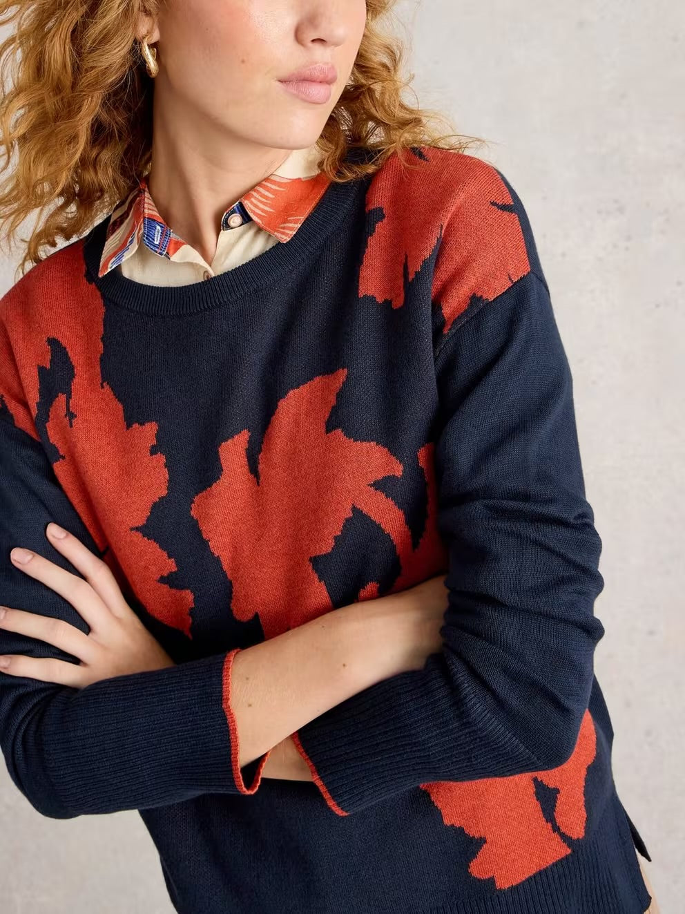 White Stuff Olive Floral Crew Neck Jumper