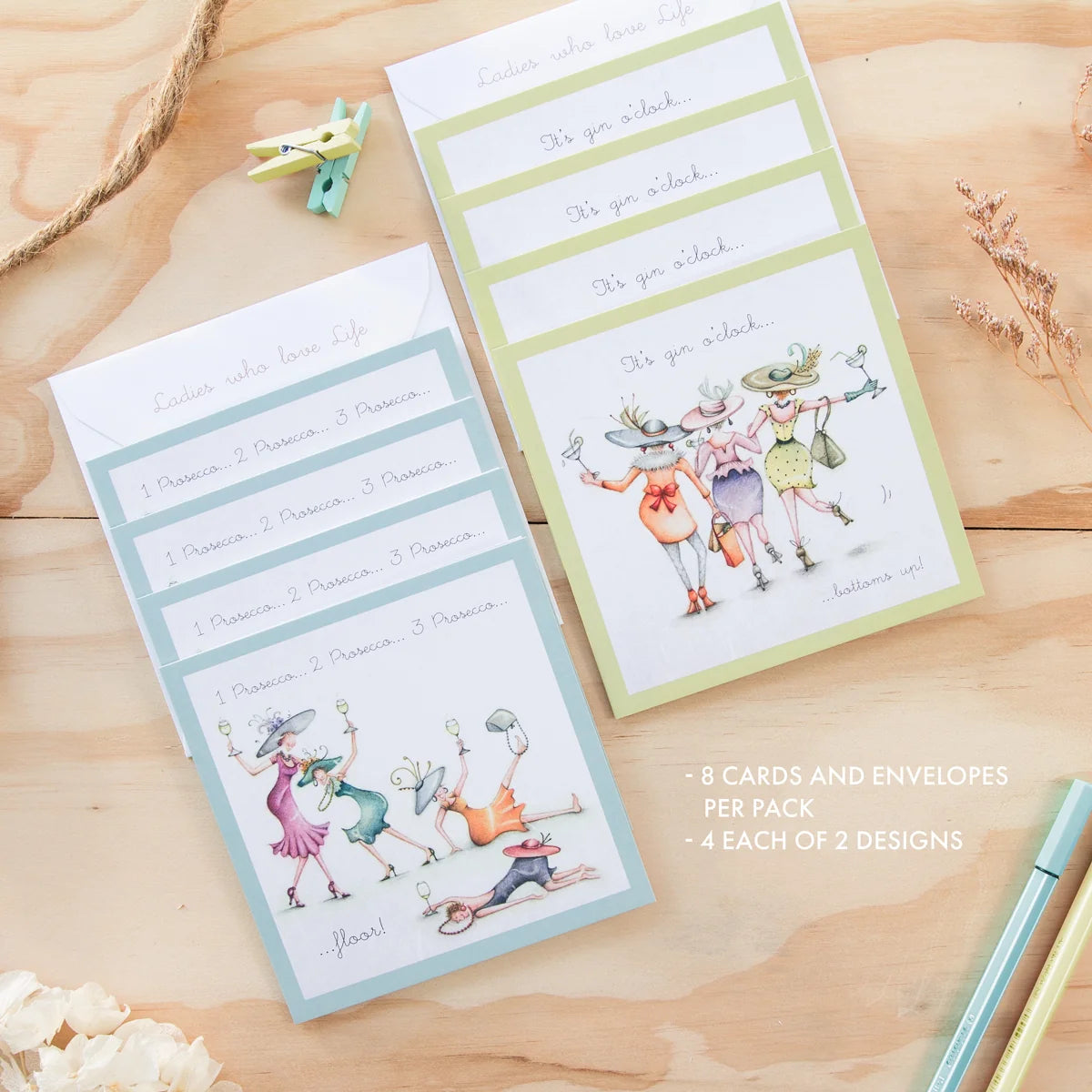 Berni Parker Note Card Set It's Gin O Clock