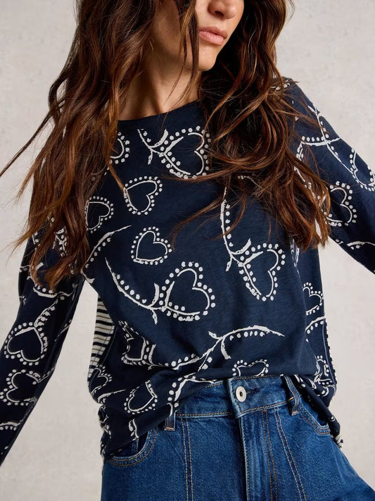White Stuff Clara Crew Neck Long Sleeve Tee