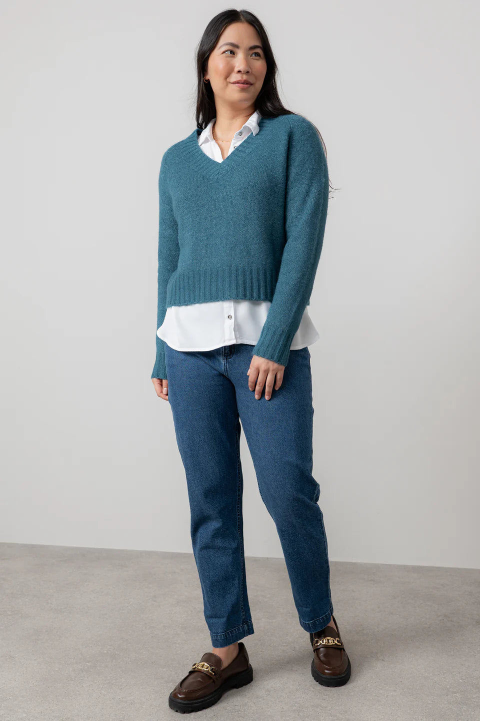 Lily & Me Woodchester V-Neck Boxy Knit Jumper