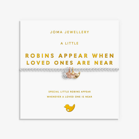 Joma Jewellery A Little Charmed Moments 'Robins Appear When Loved Ones Are Near' Bracelet In Silver, Gold, and Rose Gold Plating