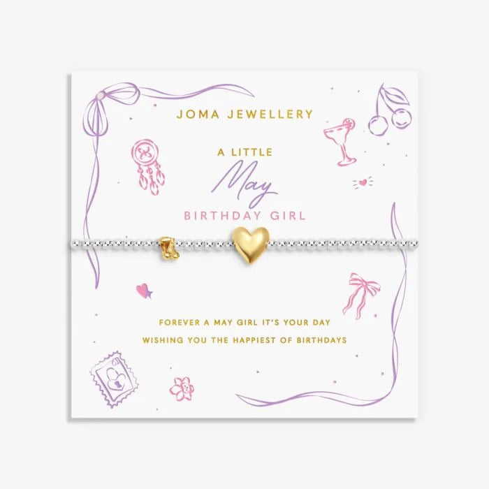 Joma Jewellery Birth Month A Little 'May' Bracelet in Silver and Gold Plating