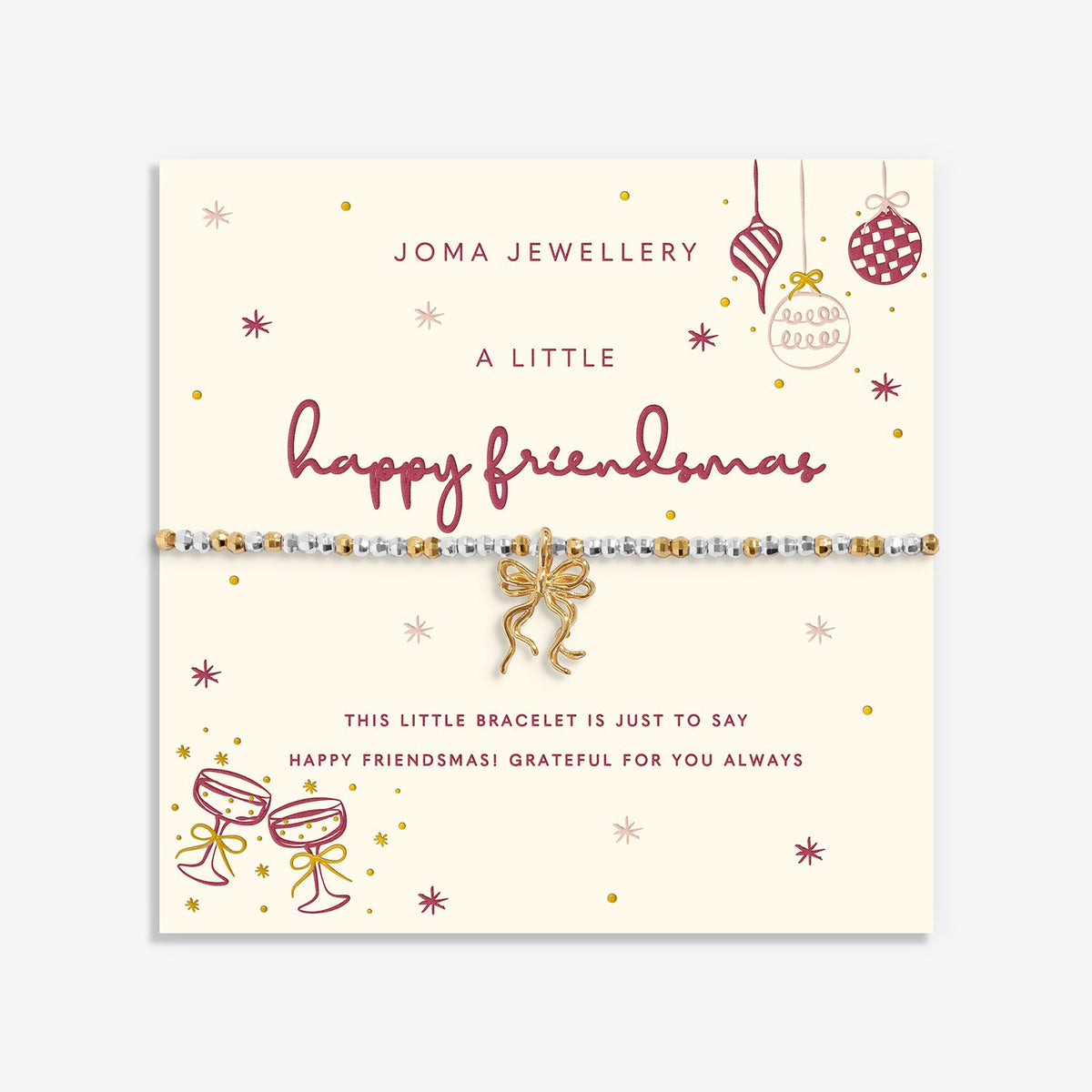 Joma Christmas Little Stories 'Happy Friendsmas' Bracelet In Silver and Gold Plating