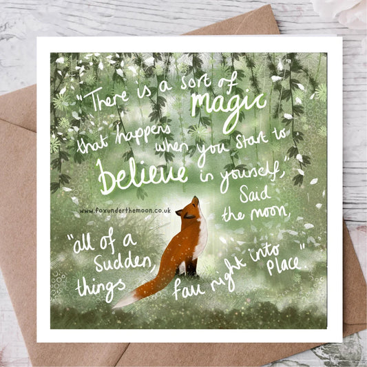 Fox Under The Moon Card “Believe”