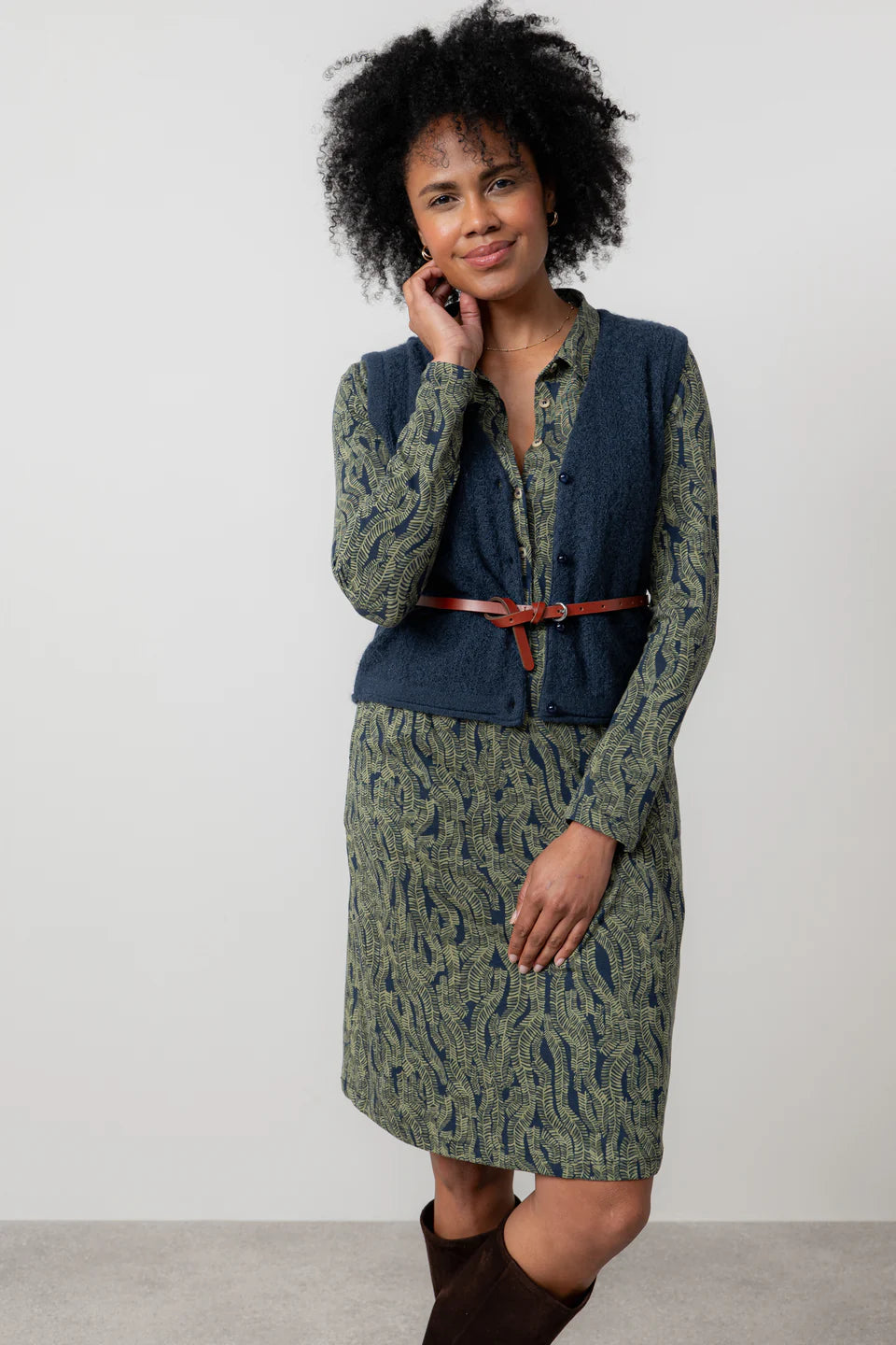 Lily & Me Marly Sleeveless Pointelle Knit Cardigan Navy