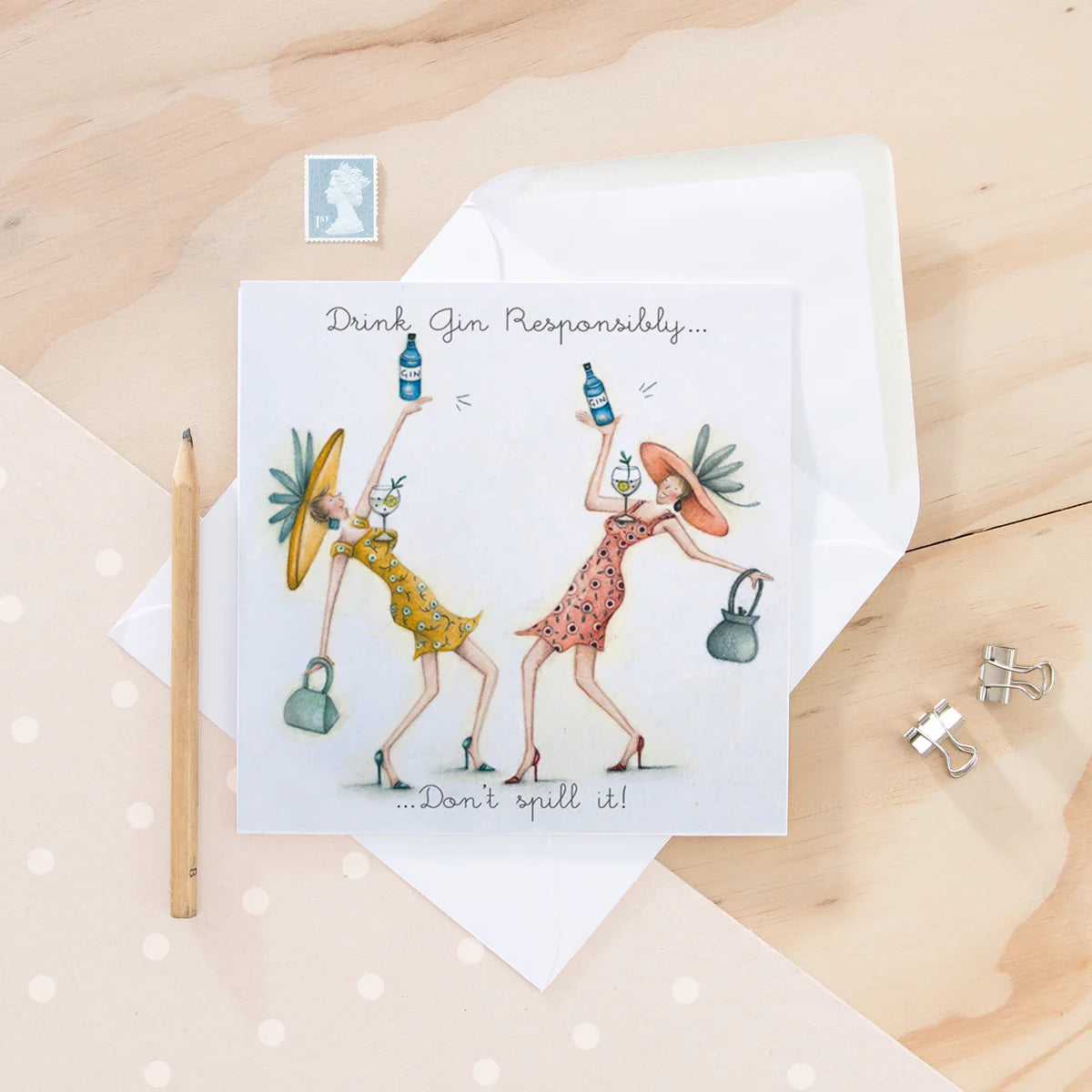 Berni Parker Designs Drink Gin Responsibly Card