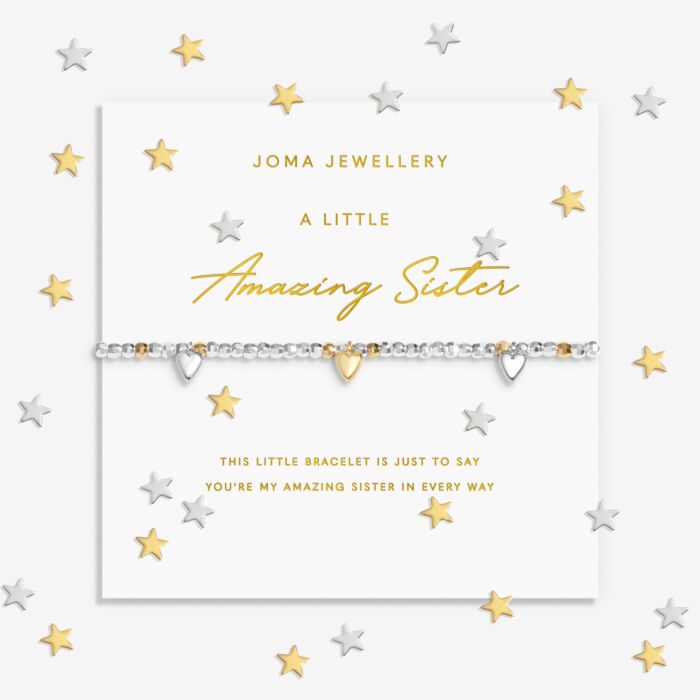 Joma Jewellery Sparkle Confetti A little ‘Amazing Sister’ Silver & Gold Plated Bracelet