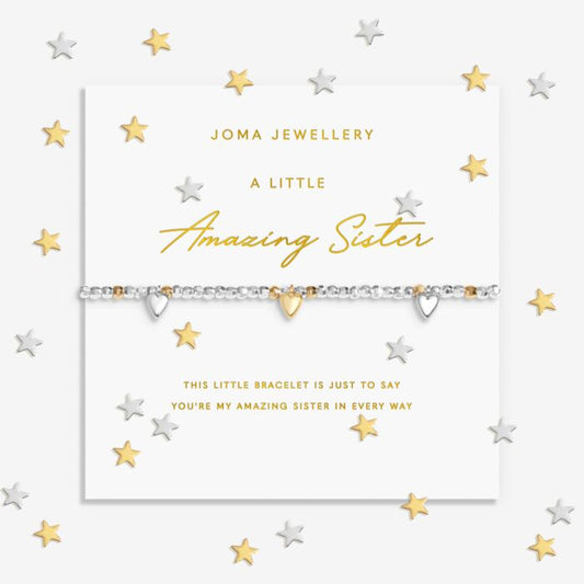 Joma Jewellery Sparkle Confetti A little ‘Amazing Sister’ Silver & Gold Plated Bracelet