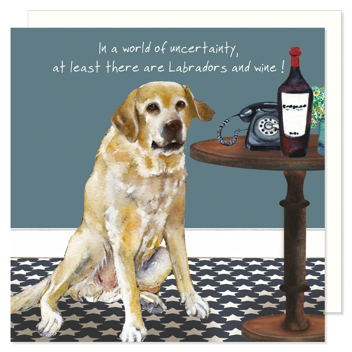 Little Dog Laughed Yellow Labrador “Labradors & Wine” Card