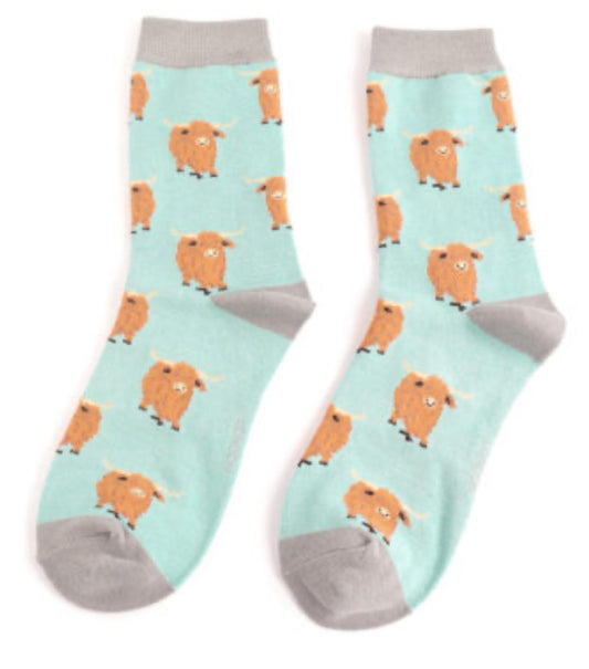 Miss Sparrow Highland Herds Duck Egg Socks