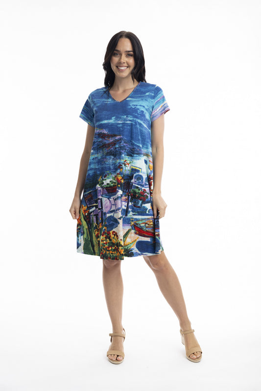 Orientique Short Sleeve V Neck Santorini Dress