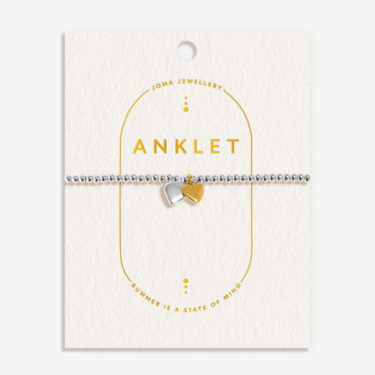 Joma Jewellery Anklet Double Heart