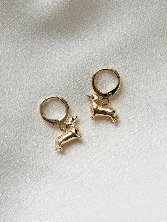 Ellis Grey Dachshund Huggie Hoop Earrings