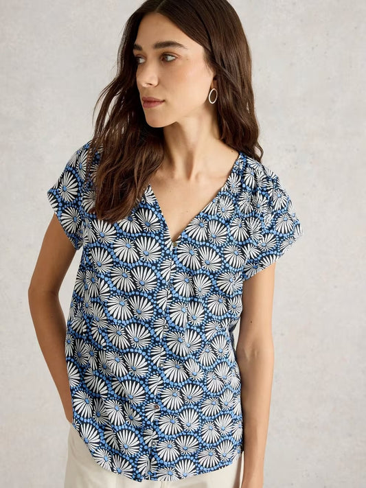 White Stuff Rae Organic V Neck Cotton Top