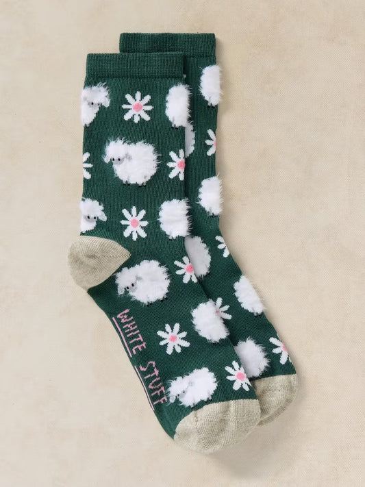 White Stuff Fluffy Stripe Sheep Ankle Socks