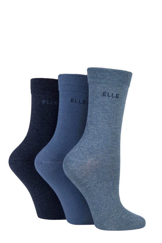 Elle Plain Cotton Socks 3 Pair