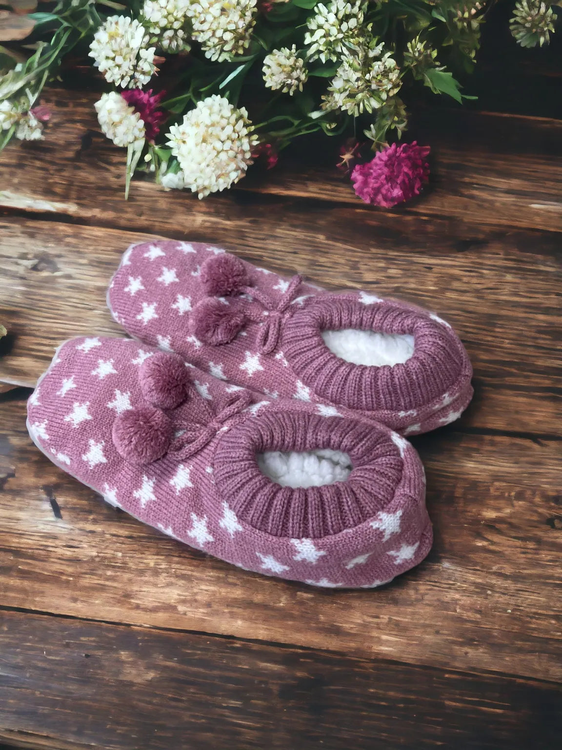 Jess & Lou Shining Stars Pink Super Cosy Slippers