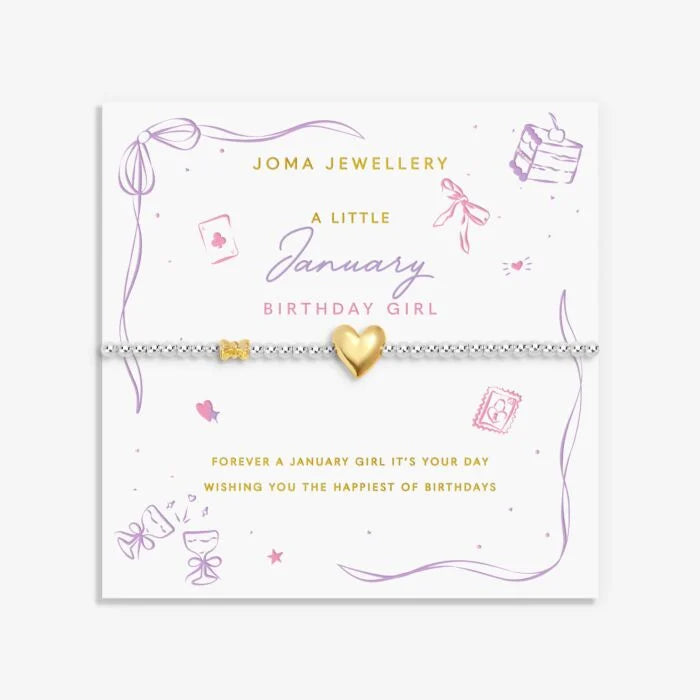 Joma Jewellery Birth Month A Little 'January' Bracelet in Silver and Gold Plating