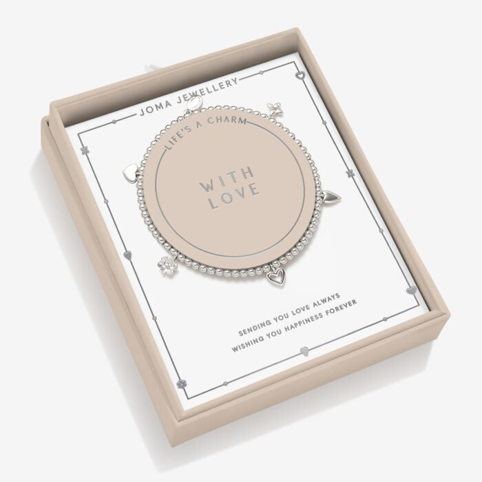 Joma Jewellery Life’s A Charm ‘With Love’ Bracelet Silver Plated