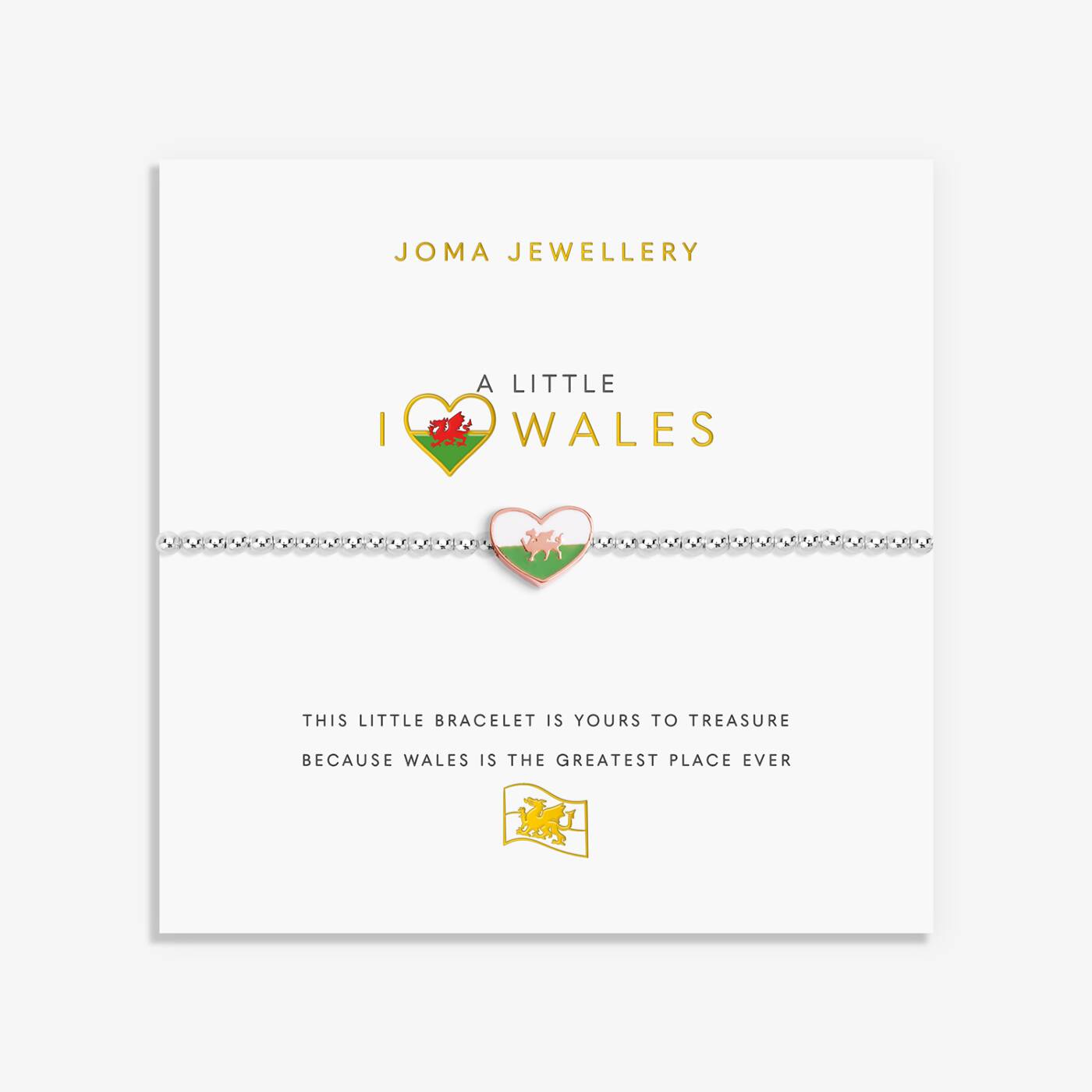 Joma Jewellery A Little 'I Love Wales' Bracelet in Silver Plating