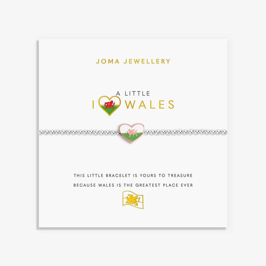 Joma Jewellery A Little 'I Love Wales' Bracelet in Silver Plating