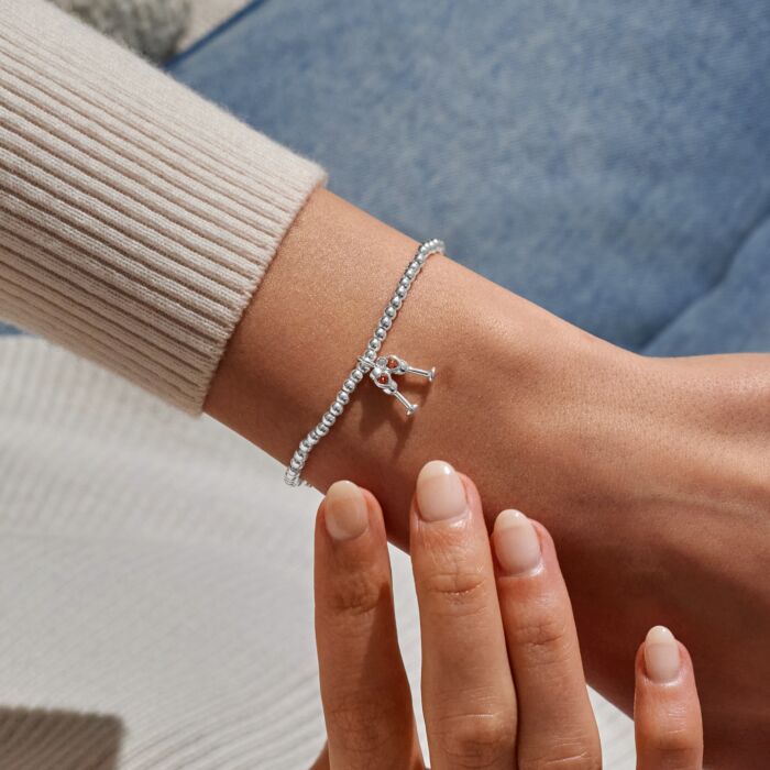 Joma Jewellery A little ‘Sip Sip Hooray It’s Your Birthday’ Silver Plated Bracelet