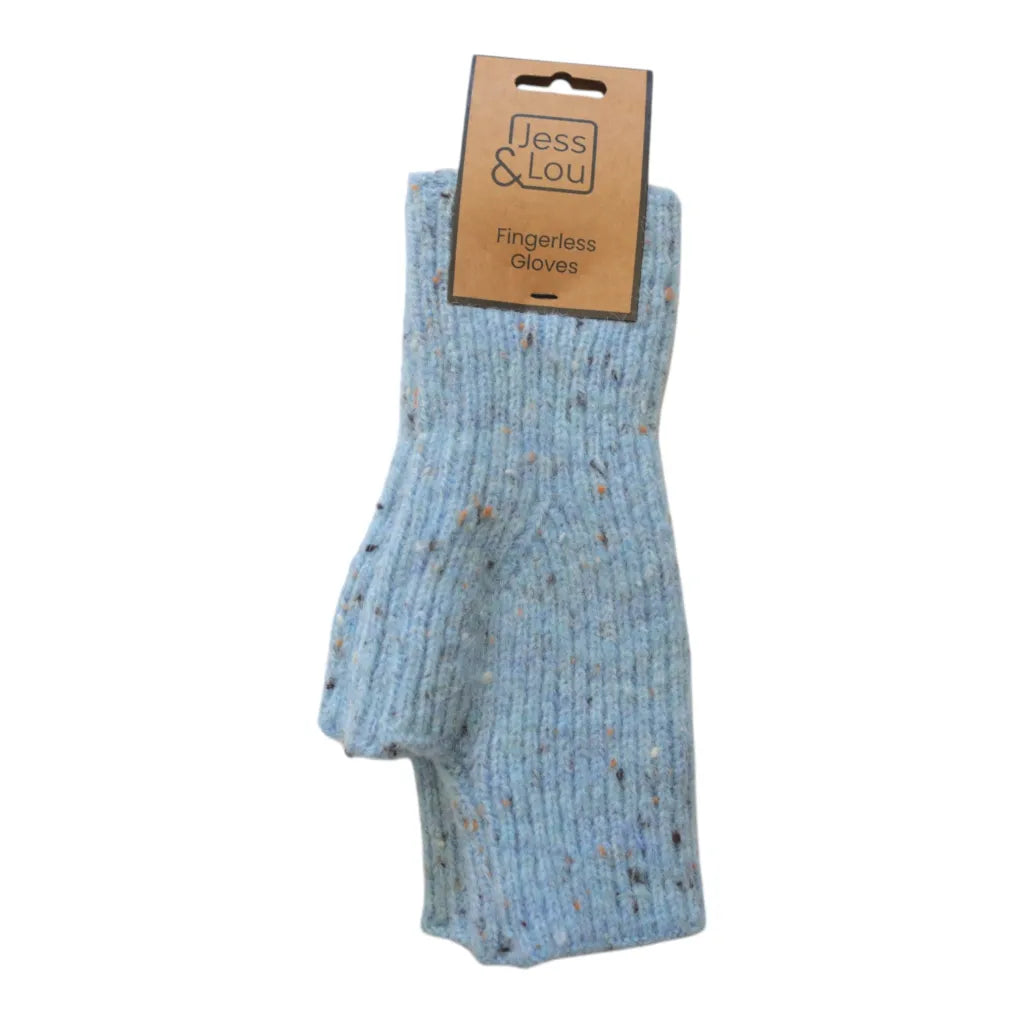 Jess & Lou Sky Blue Speckle Fingerless Gloves
