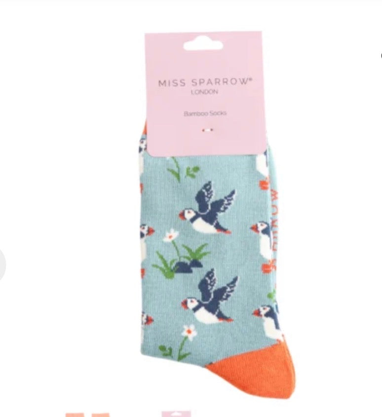 Miss Sparrow Cool Puffins Duck Egg Blue
