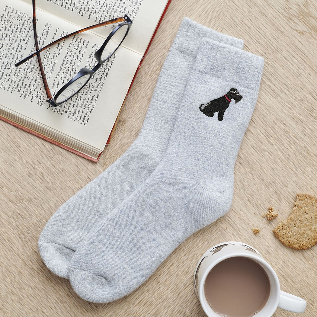 Sweet William Black Schnauzer Dog Walker Socks