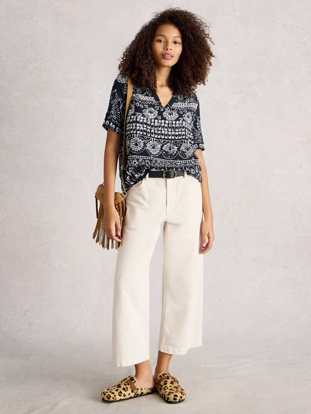 White Stuff Elisa Short Sleeve V Neck Top