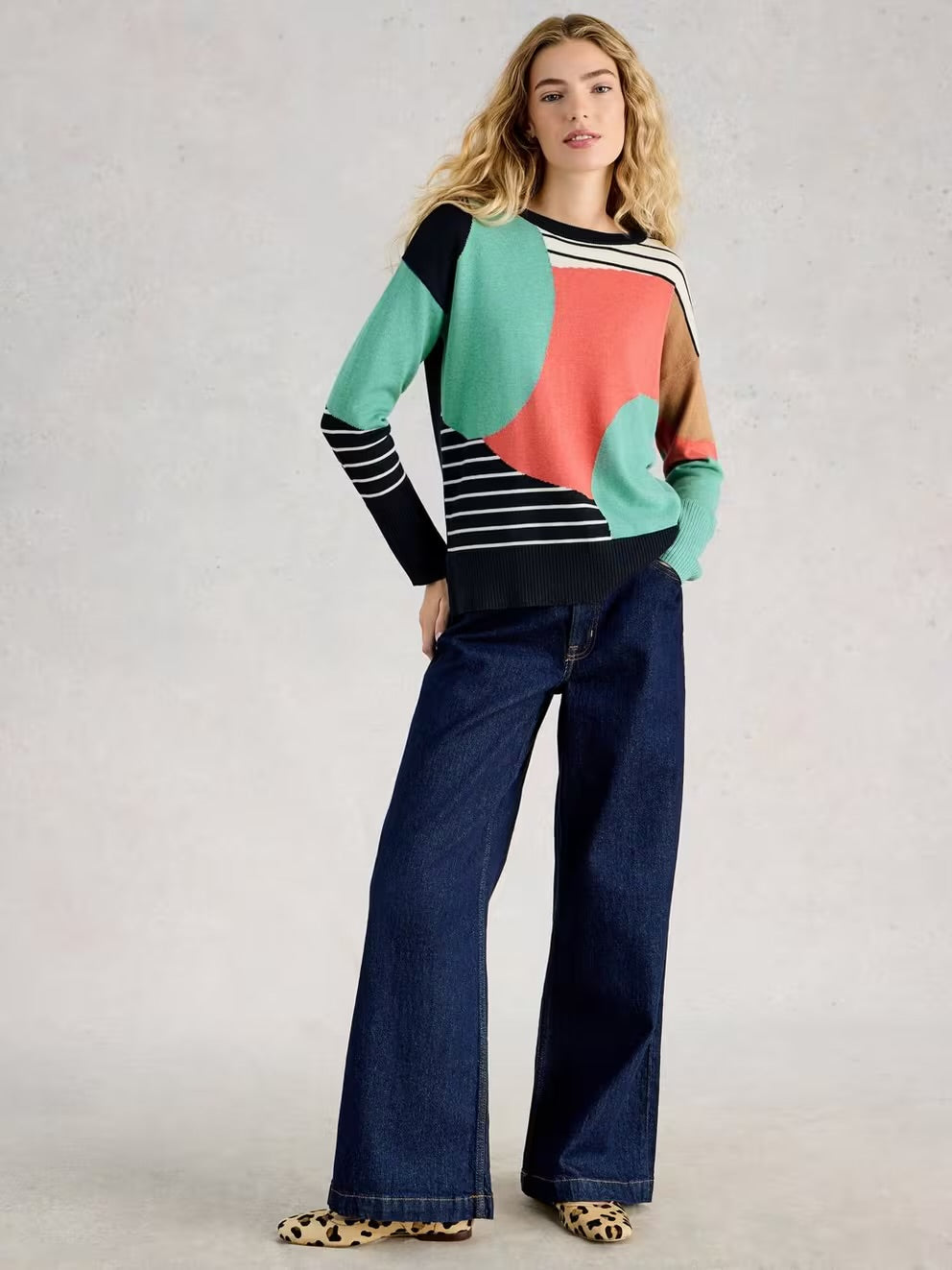 White Stuff Olive Print Jumper