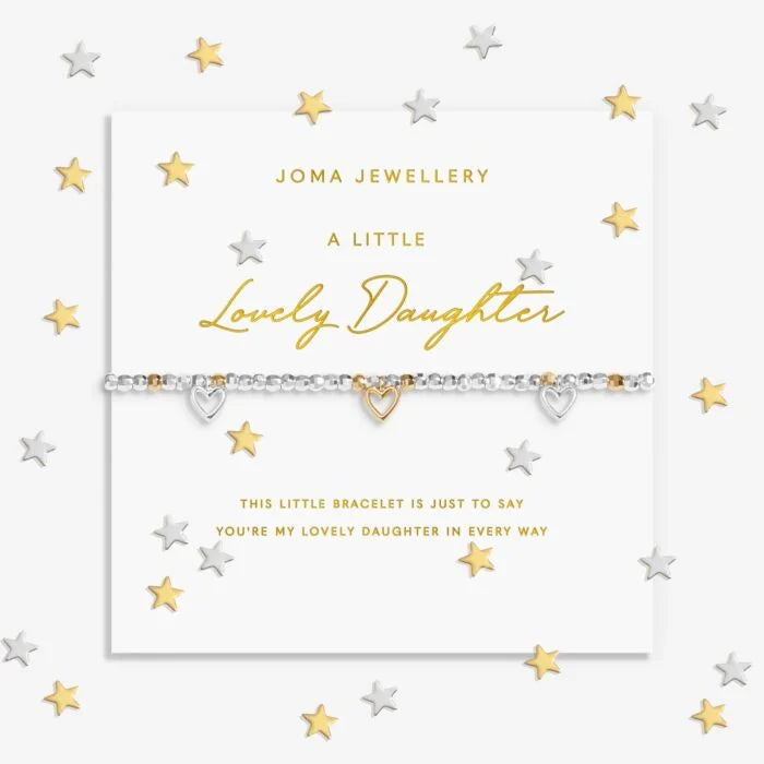 Joma Jewellery Sparkle Confetti A little ‘Lovely Daughter’ Silver & Gold Plated Bracelet