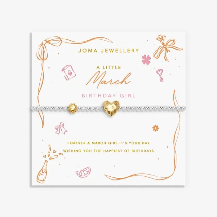 Joma Jewellery Birth Month A Little 'March' Bracelet in Silver and Gold Plating