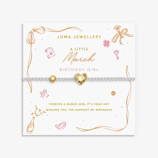 Joma Jewellery Birth Month A Little 'March' Bracelet in Silver and Gold Plating