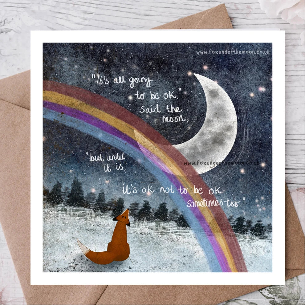 Fox Under The Moon Card “It’s Ok”