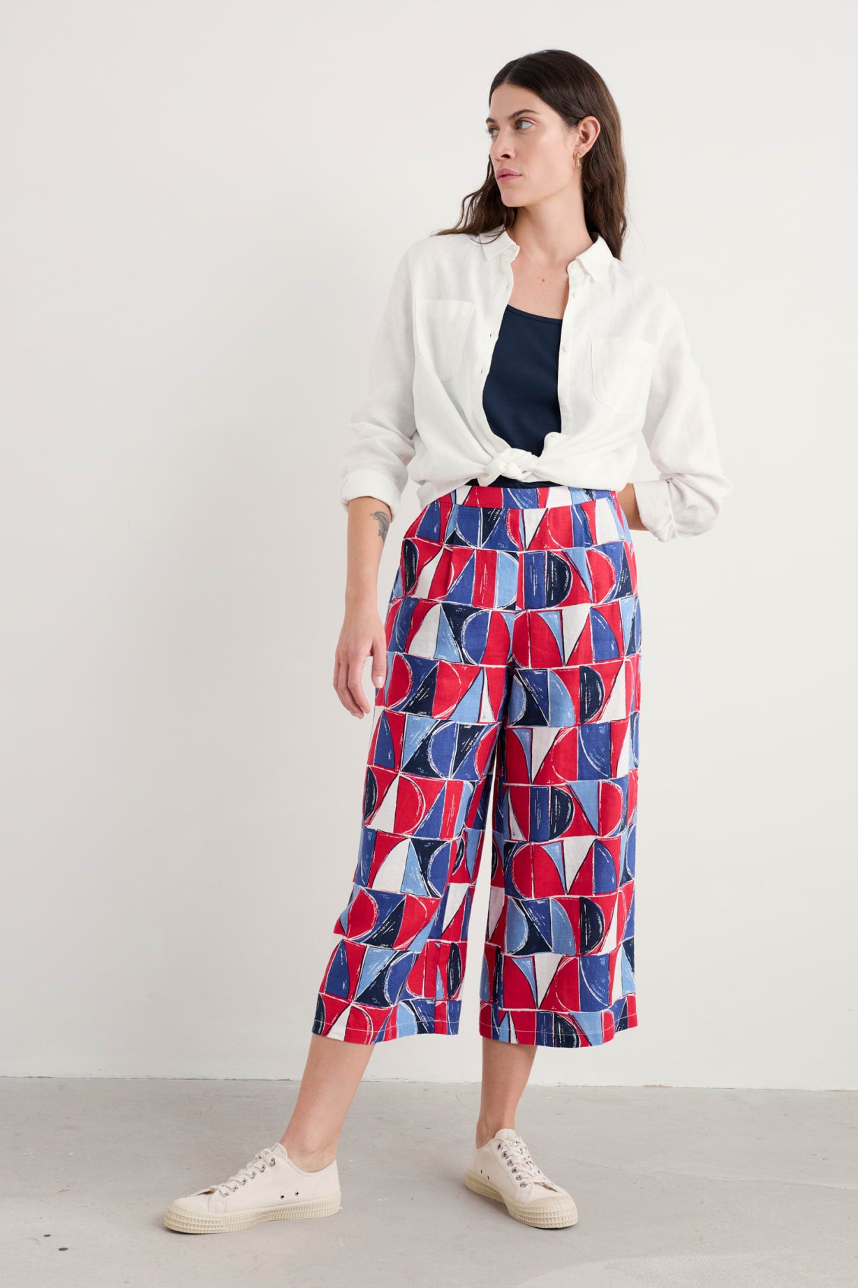Peaceful Haven Culottes - Sail Geo Scarlet