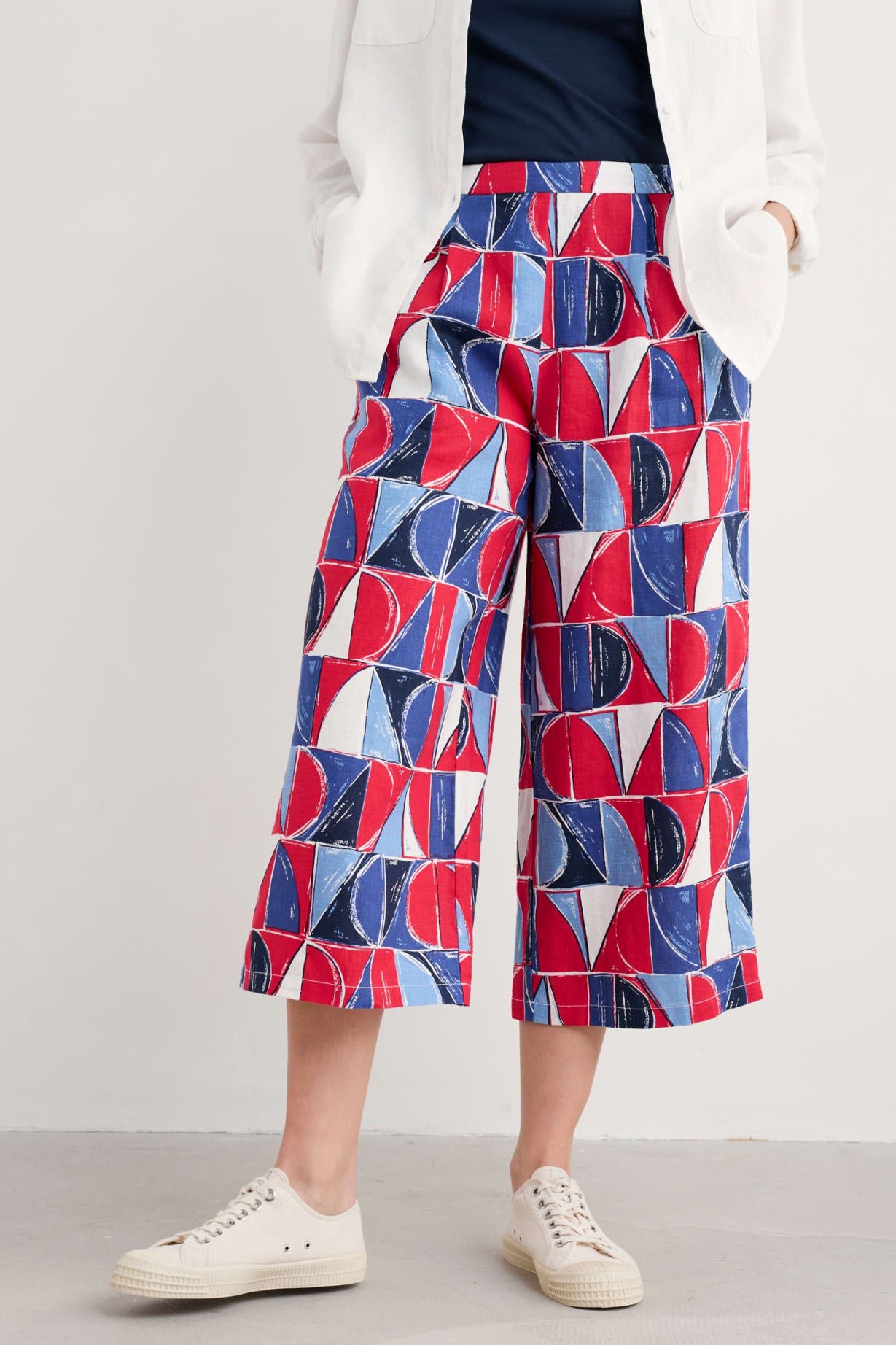 Peaceful Haven Culottes - Sail Geo Scarlet